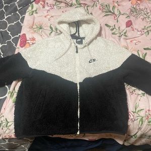 Nike zip up sweater black and white LARGE